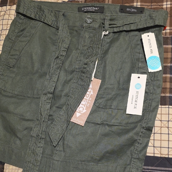 Liverpool Olive Belted Skirt - Picture 11 of 11